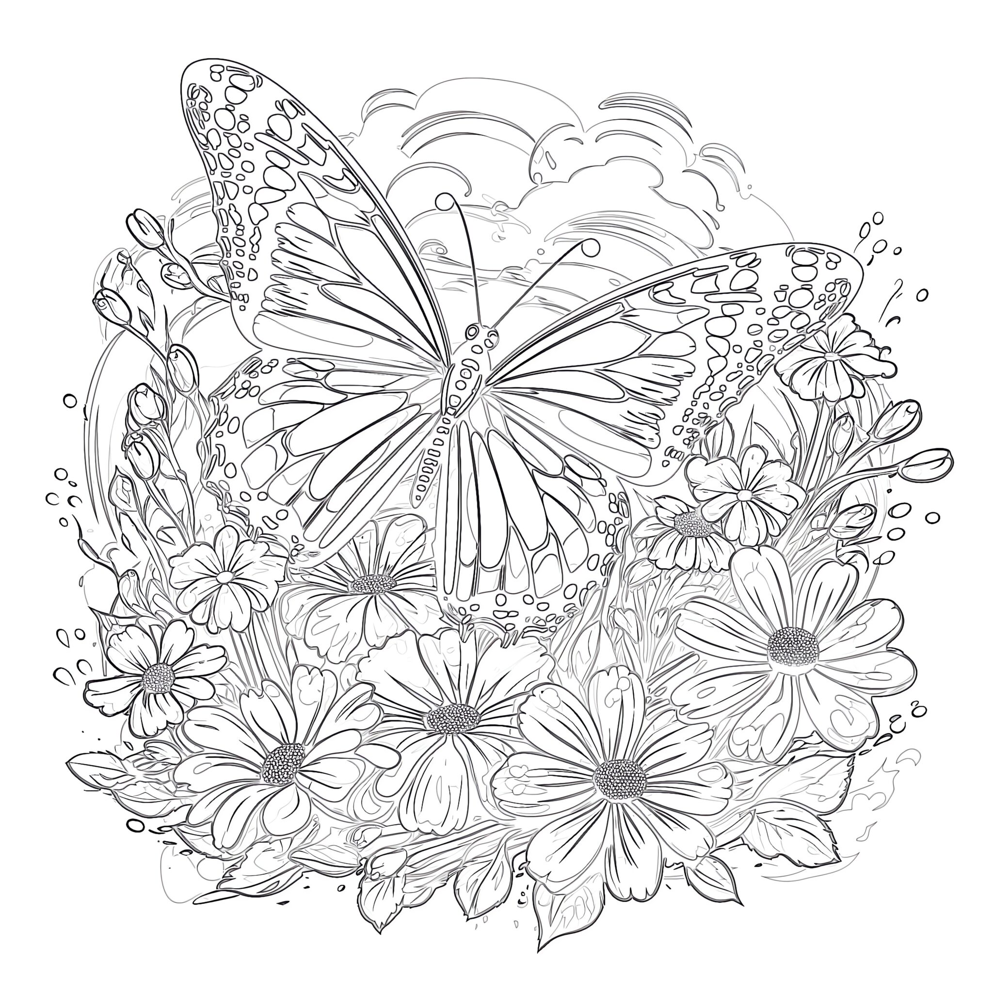 Free Coloring Pages Of Flowers And Butterflies Coloring Pages Mimi Panda