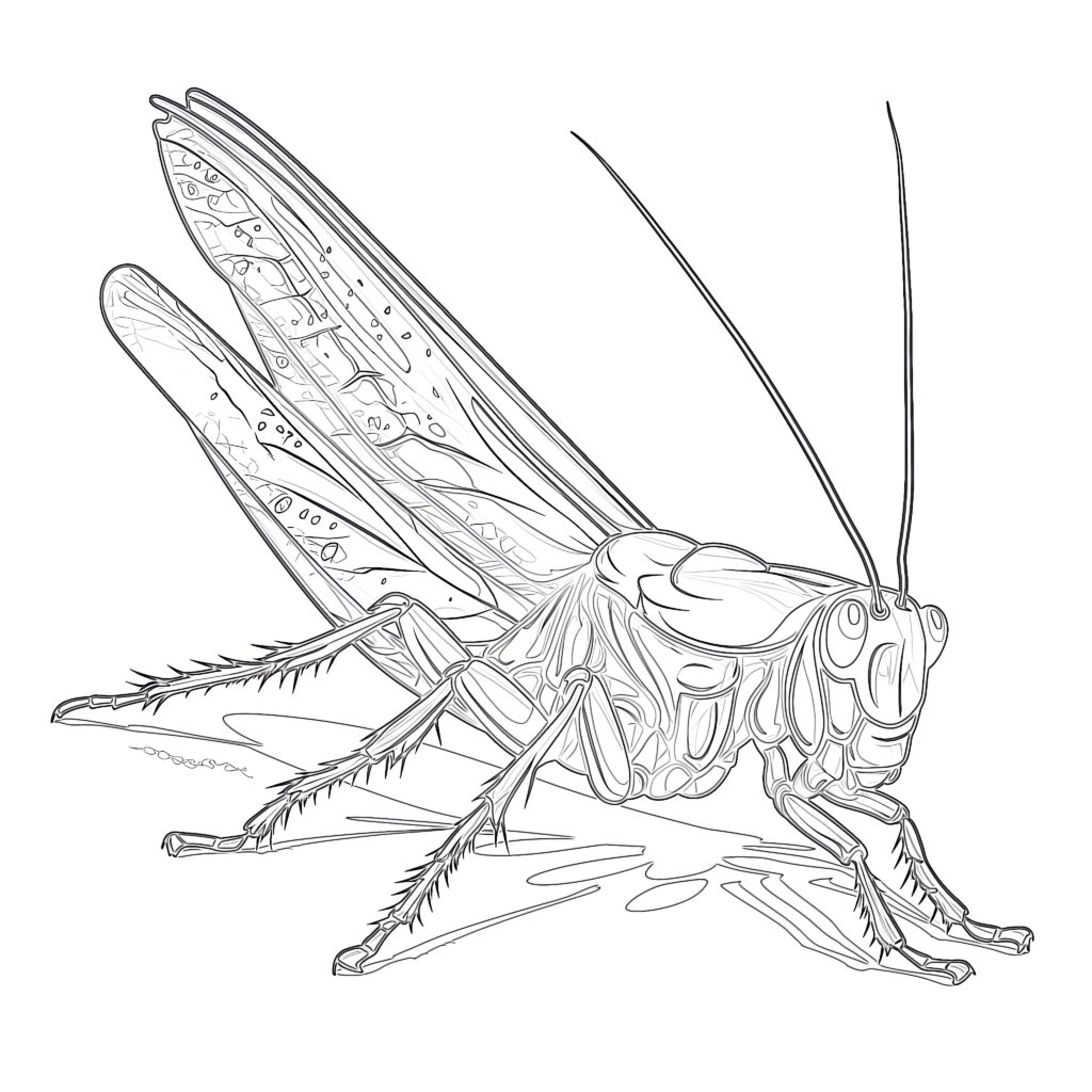 Grasshopper Coloring Page | Coloring Pages Mimi Panda