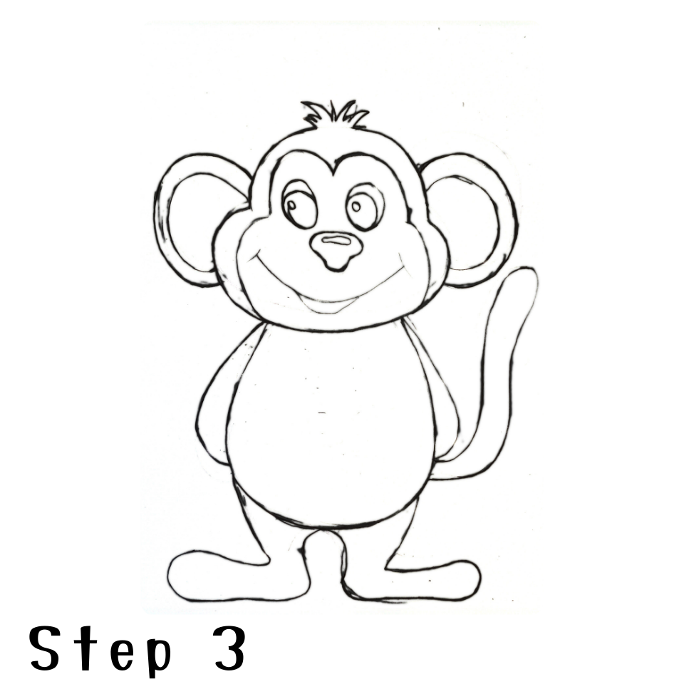 How to Draw a Monkey Step 3