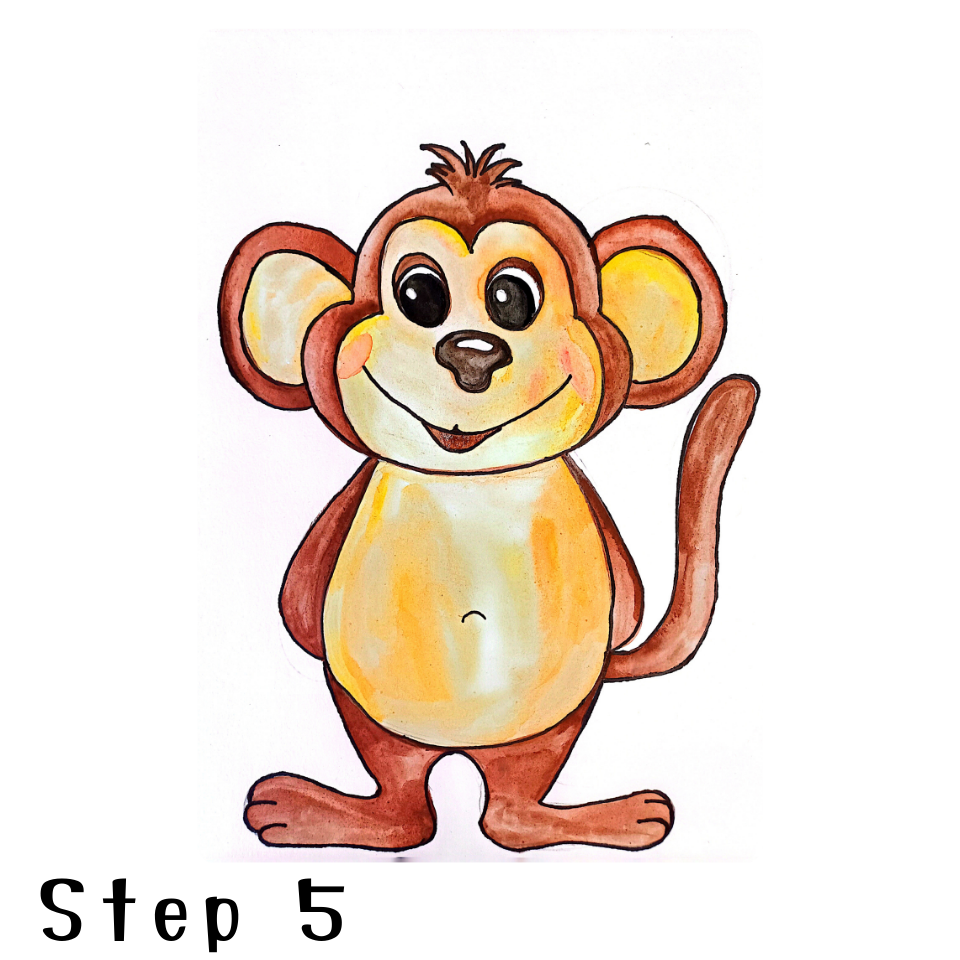 How to Draw a Monkey Step 5