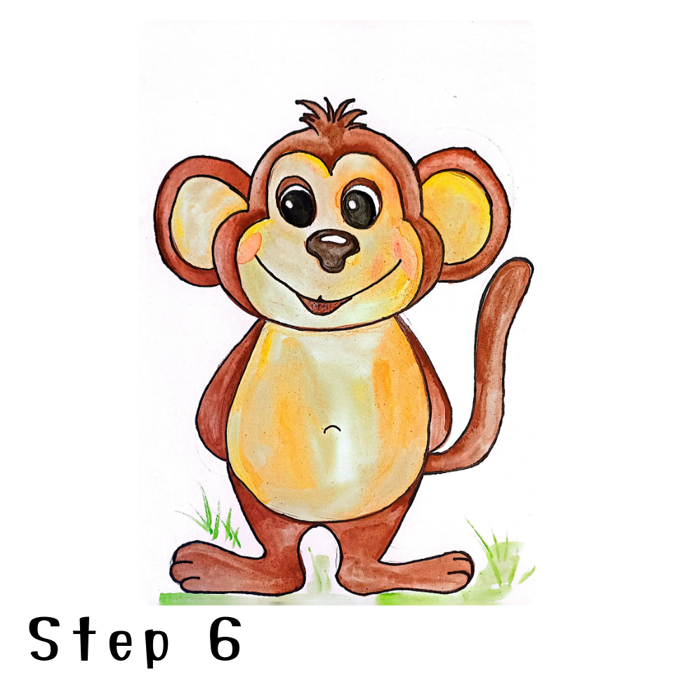 How to Draw a Monkey Step 6