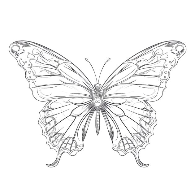 Online Coloring Realistic Butterfly - Realistic Butterfly Coloring Page 630x630 