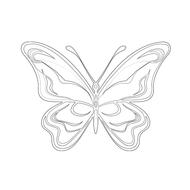 Online Coloring Simple Butterfly - Simple Butterfly Coloring Page 630x630 