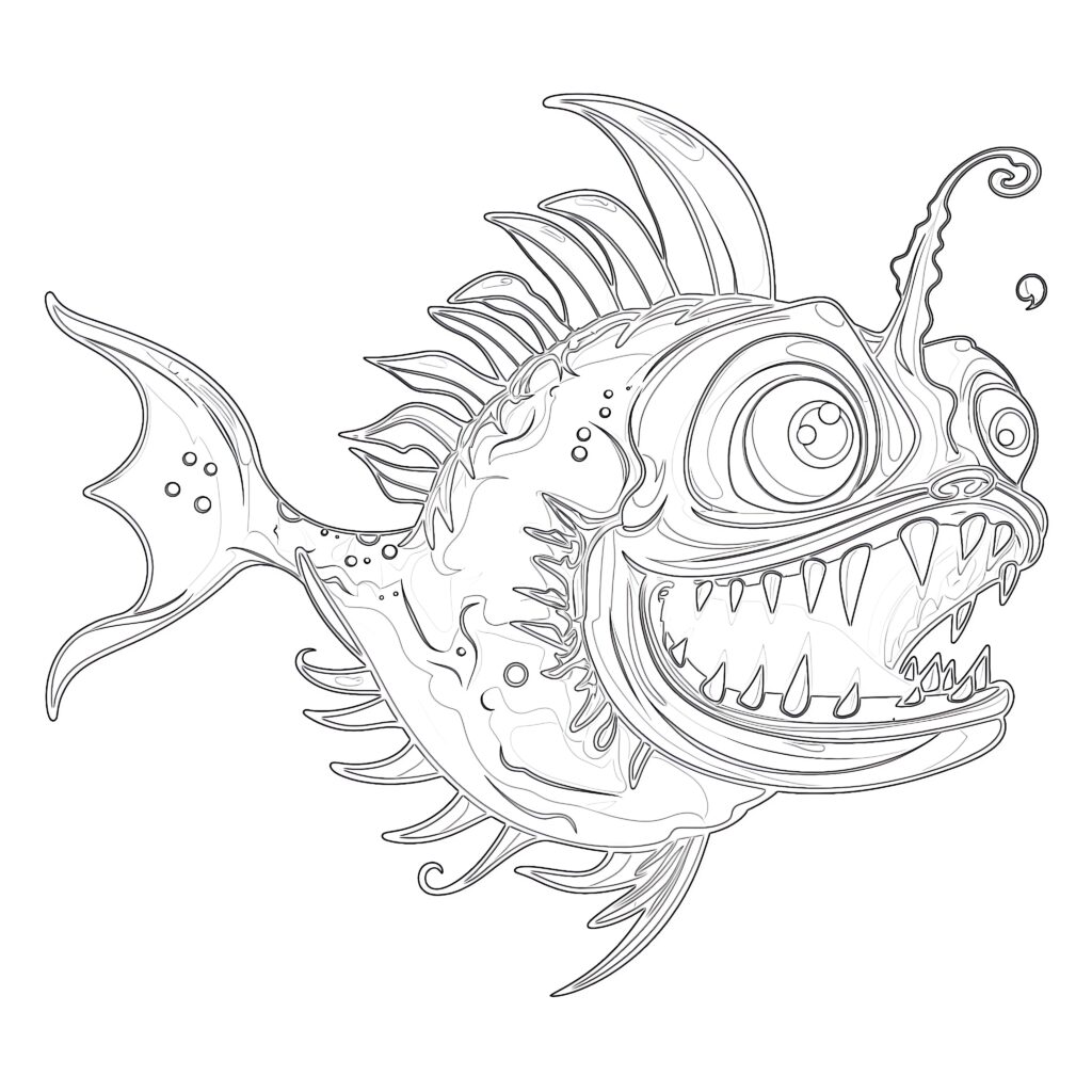 Angler Fish Coloring Page | Coloring Pages Mimi Panda