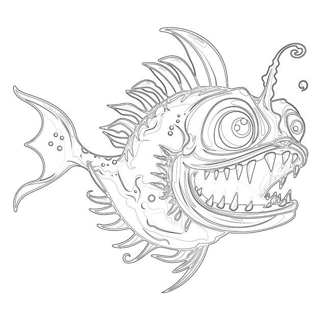 Online Coloring Angler Fish Coloring - Angler Fish Coloring Page 630x630 