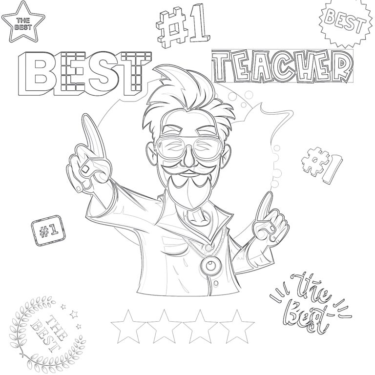 Best Teacher Coloring Page Coloring - Best Teacher Coloring Page Printable 1 768x768 