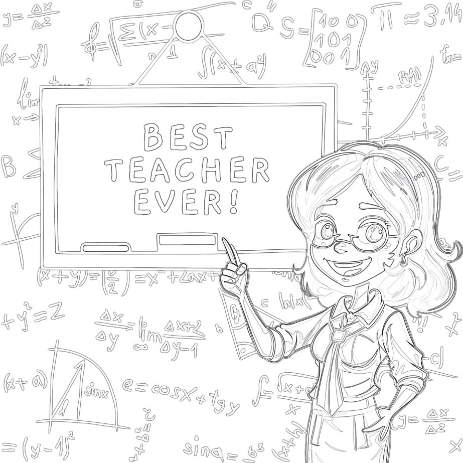 Best Teacher Ever Coloring Page Free