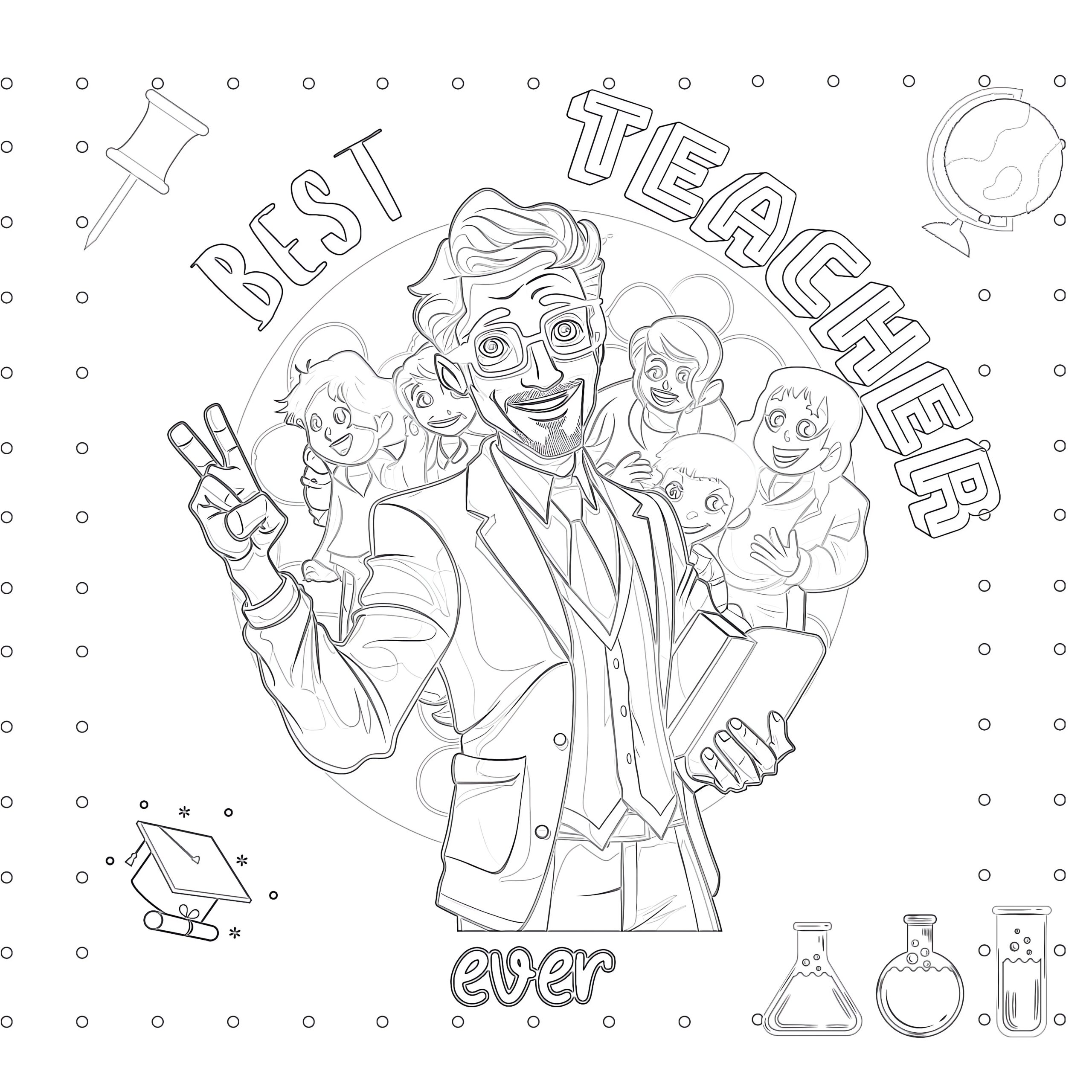 Best Teacher Ever Coloring Page Coloring Pages Mimi Panda bible 