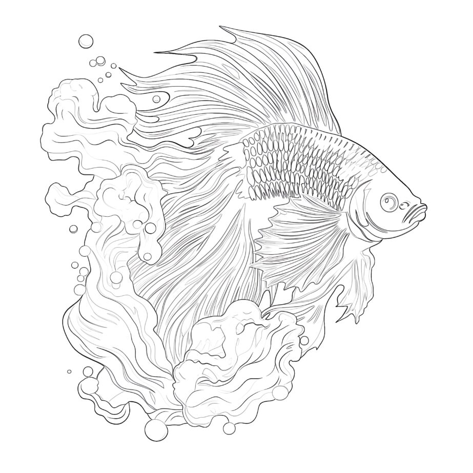 Betta Fish Coloring Page