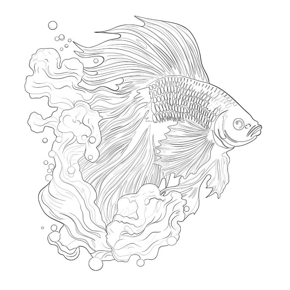 Betta-Fisch Malvorlage