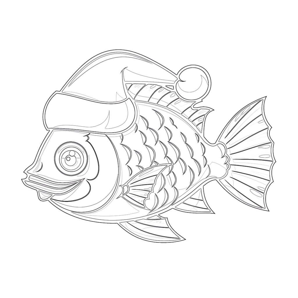 Christmas Fish Coloring Pages | Coloring Pages Mimi Panda