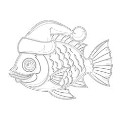 Christmas Fish Coloring Pages - Printable Coloring page