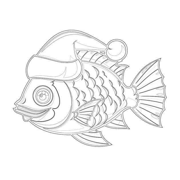Online Coloring Christmas Fish - Christmas Fish Coloring Pages 630x630 