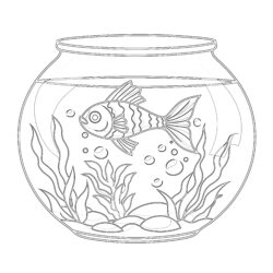 Coloring Page Of A Fish Bowl - Printable Coloring page