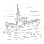 Coloring Pages Fishing Boat