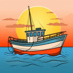 Coloring Pages Fishing Boat - Origin image