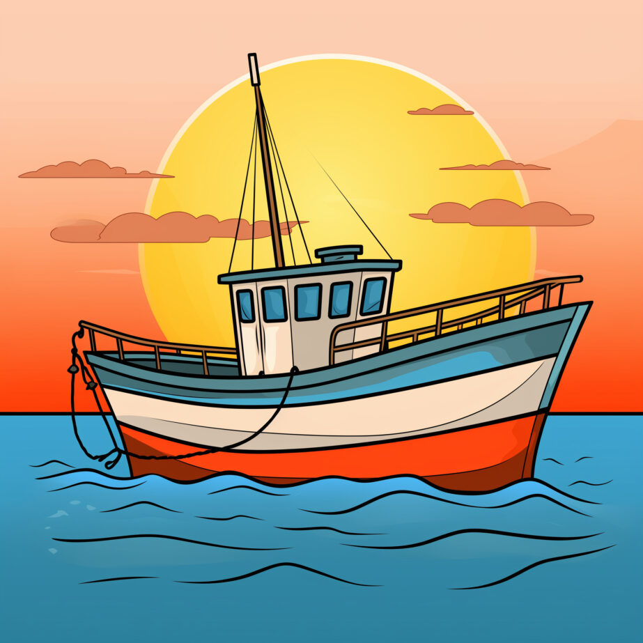 Coloring Pages Fishing Boat 2Original image