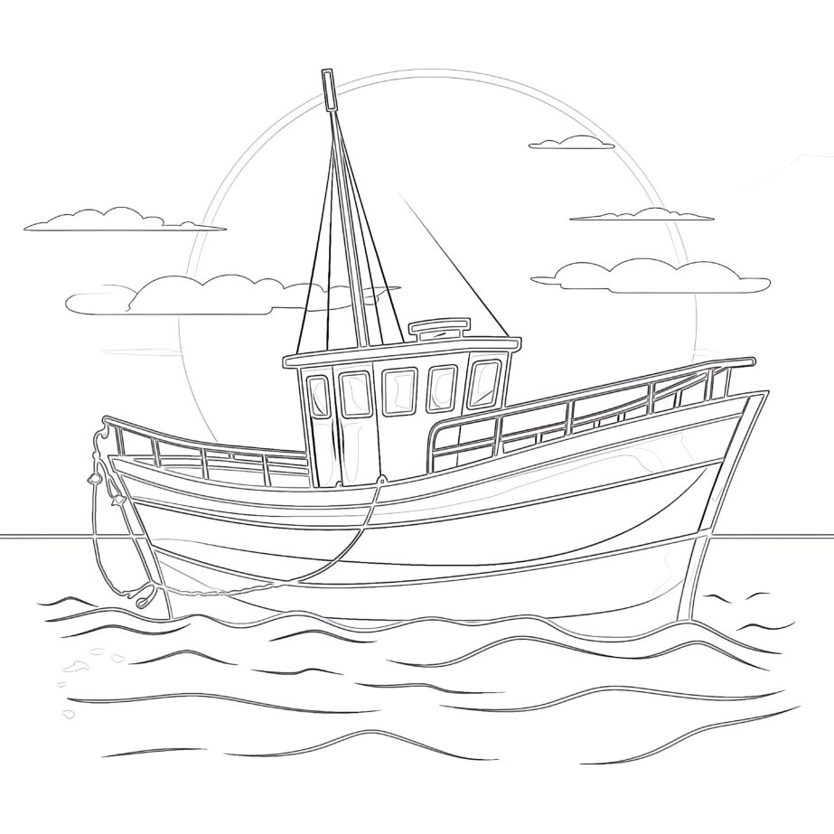 Coloring Pages Fishing Boat