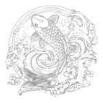 Pages de coloriage Poisson Koi