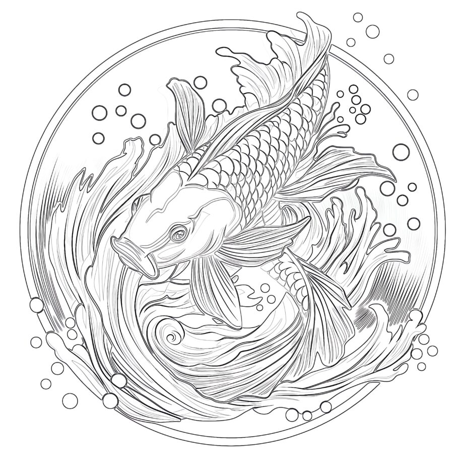 Coy Fish Coloring Page