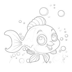 Cute Fish Coloring Pages - Printable Coloring page