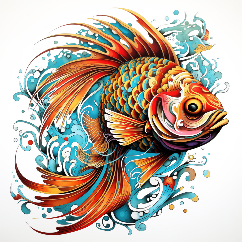 Koi Fish in Vintage Style Coloring Page | Coloring Pages Mimi Panda