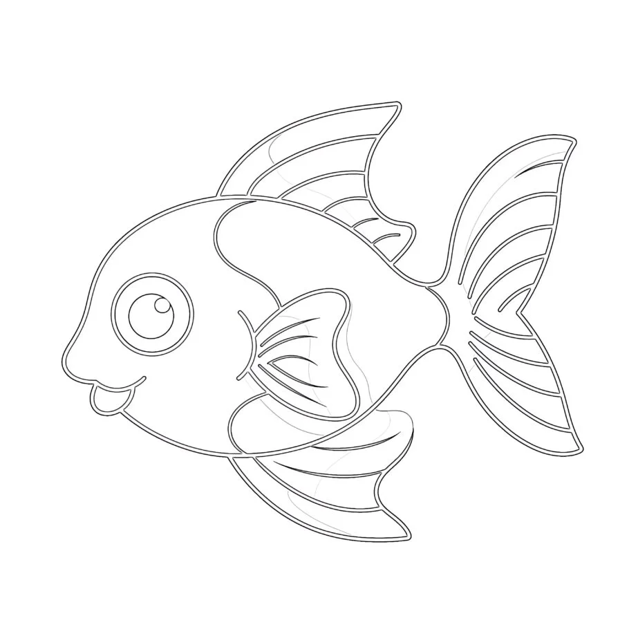 簡単な魚の塗り絵ページ