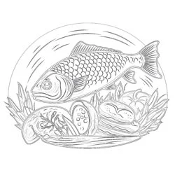 Page à colorier Poisson et Pains - Page de coloriage imprimable