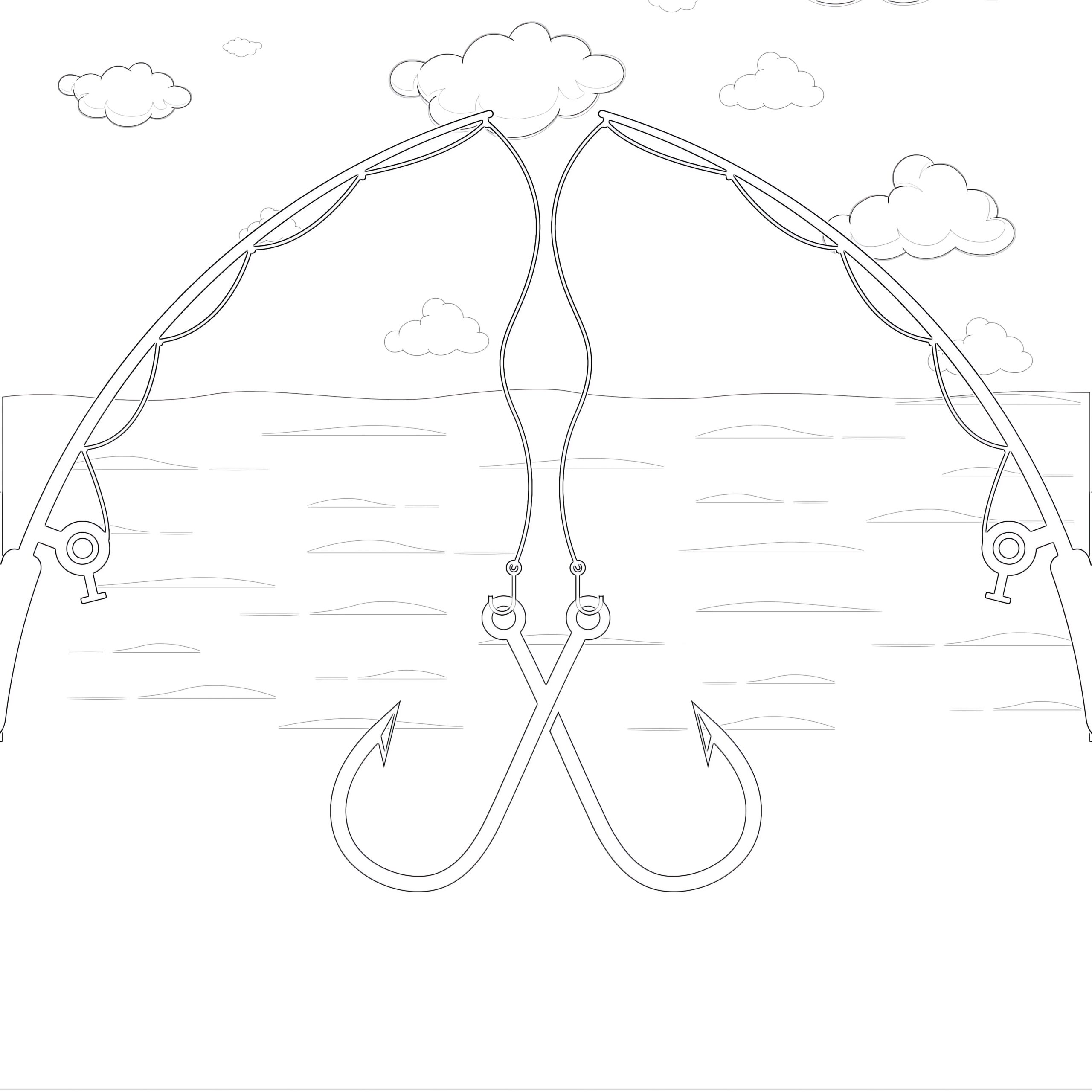 Fish Hooks Coloring Pages - Printable Coloring page