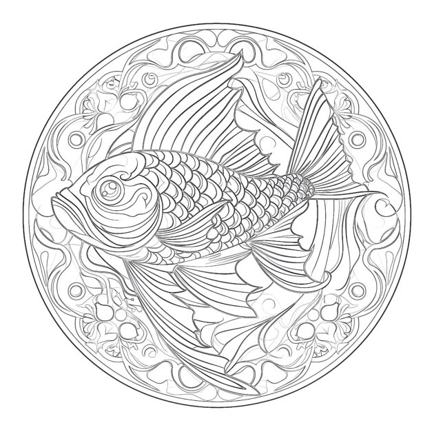 Online Ausmalen Fisch Mandala - Fish Mandala Coloring Pages 630x630 