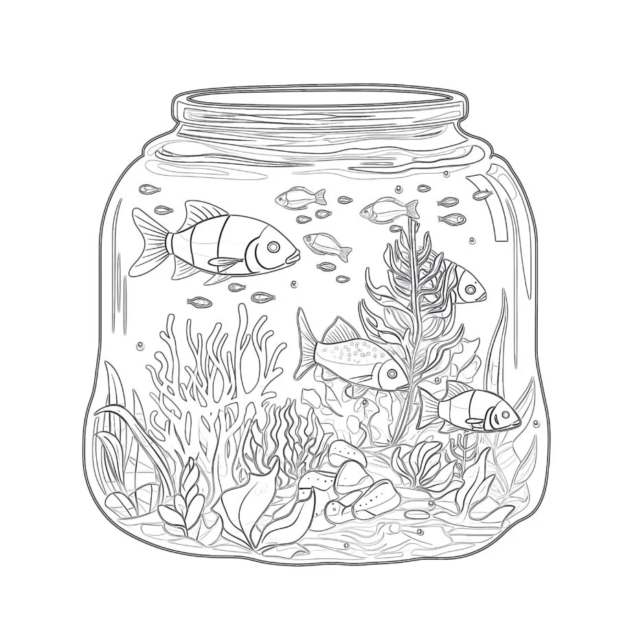 Fish Tank Coloring Page