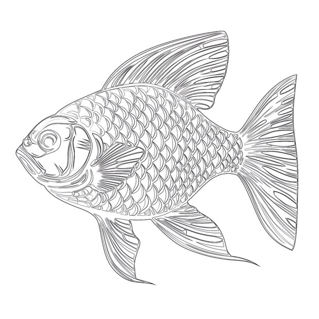 Cartoon Cute Goldfish Coloring Page | Coloring Pages Mimi Panda