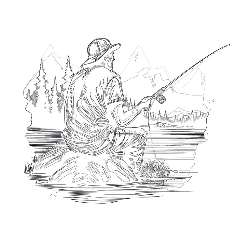 Fisherman Coloring Pages | Coloring Pages Mimi Panda