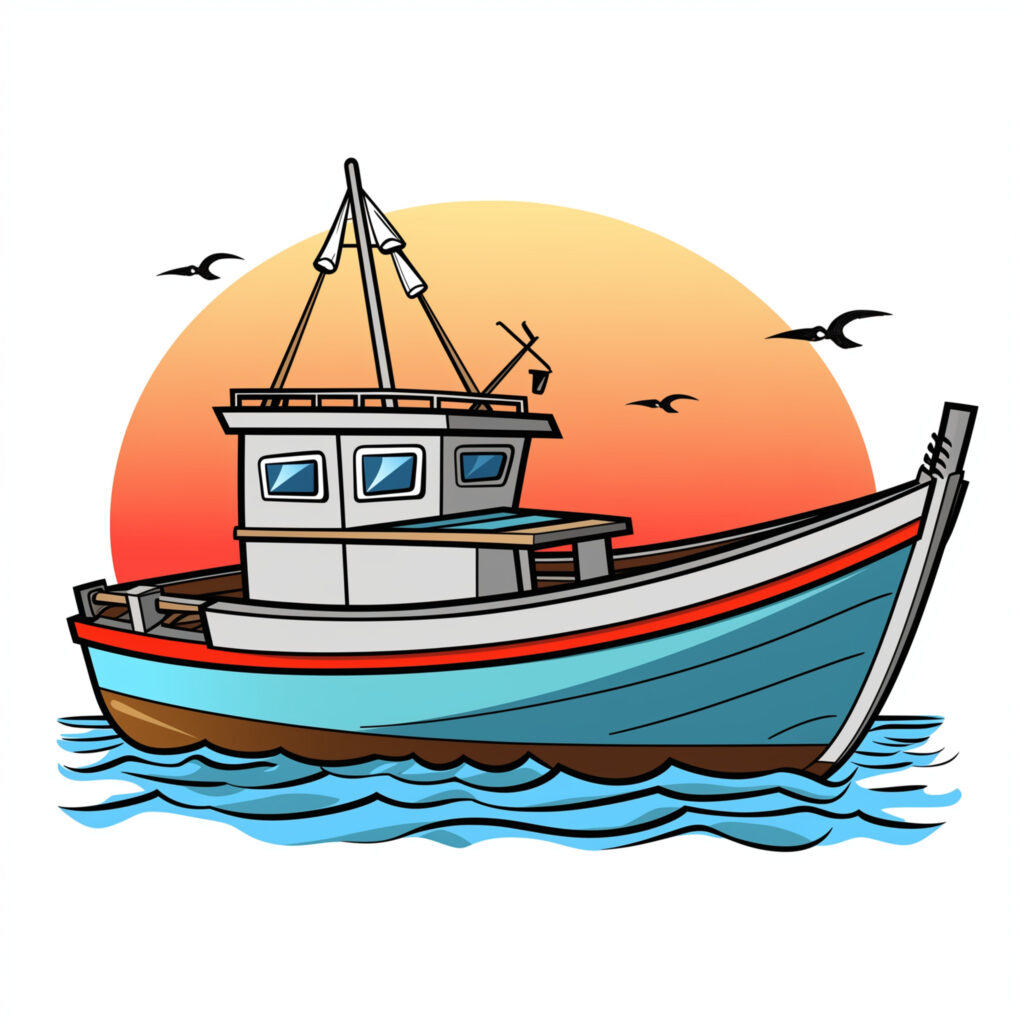 Fishing Boat Coloring Page | Coloring Pages Mimi Panda