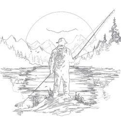 Fishing Coloring Pages For Adults - Printable Coloring page