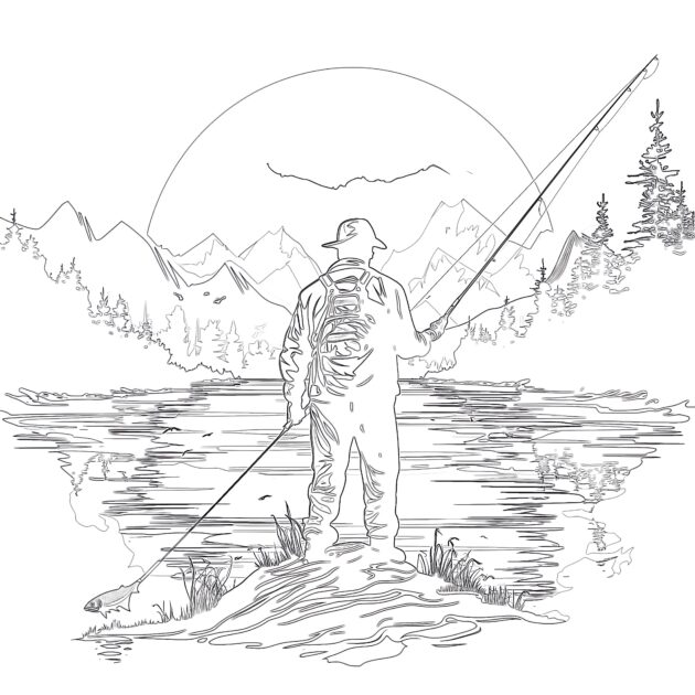 Fishing Coloring Pages For Adults | Coloring Pages Mimi Panda