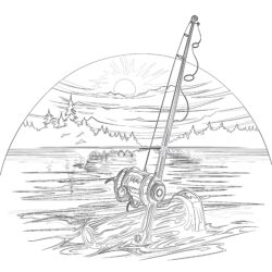 Fishing Pole Coloring Page - Printable Coloring page