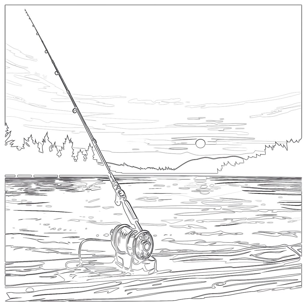 Fishing Rod Coloring Pages | Coloring Pages Mimi Panda