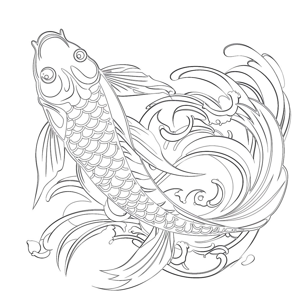 Free Printable Koi Fish Coloring Pages | Coloring Pages Mimi Panda