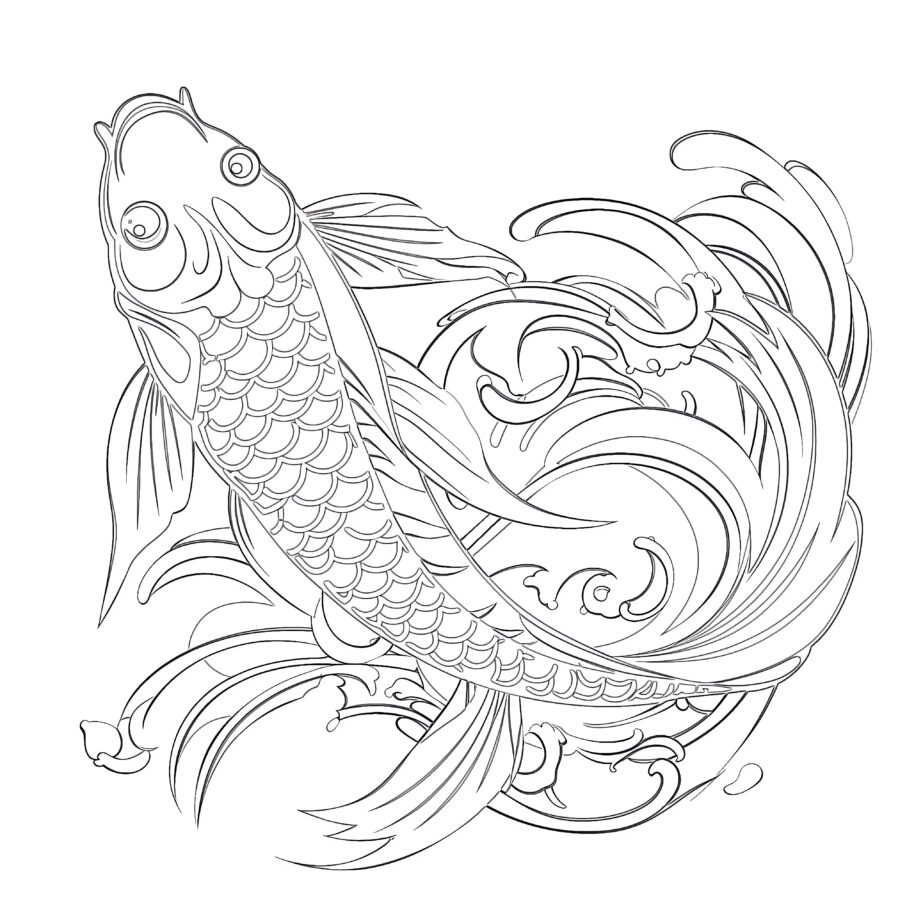 Free Printable Koi Fish Coloring Pages