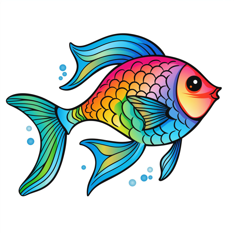 Free Printable Rainbow Fish Coloring Pages 2Original image