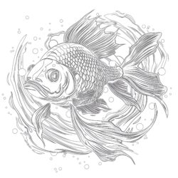 Gold Fish Coloring Page - Printable Coloring page