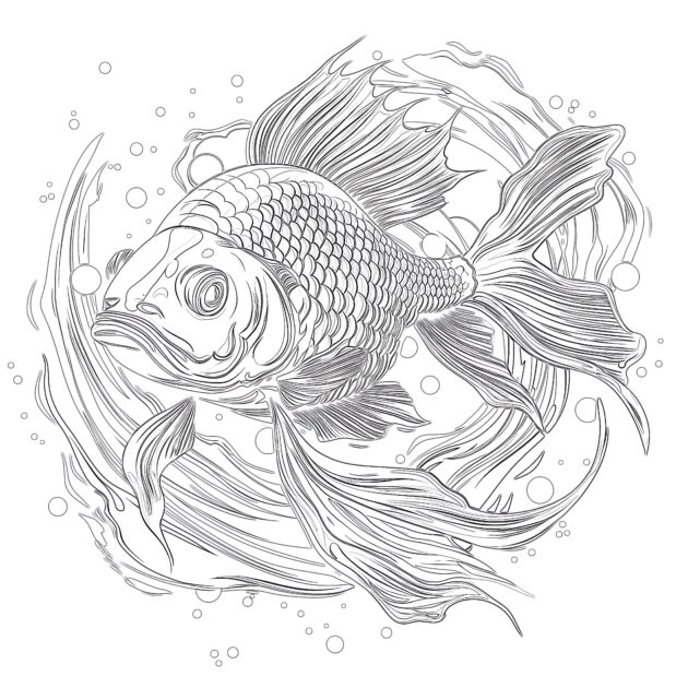 Online Coloring Gold Fish Coloring - Gold Fish Coloring Page 630x630 