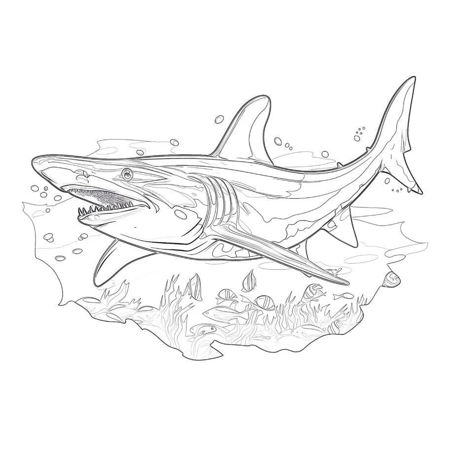 Page à colorier de requin marteau