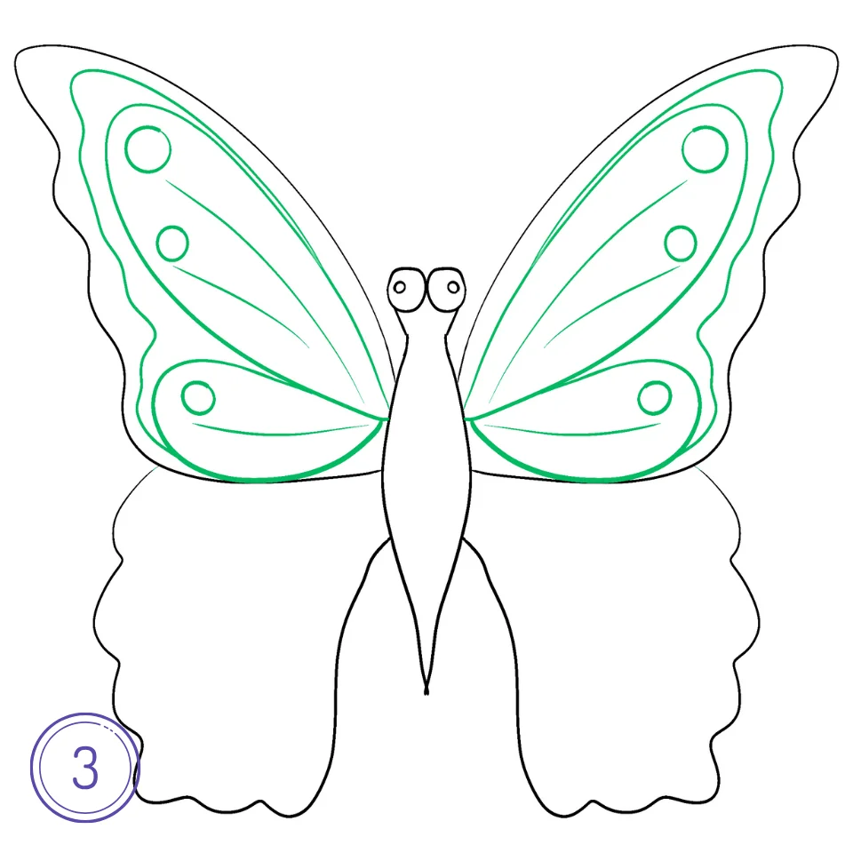 How to Draw a Butterfly Step 3