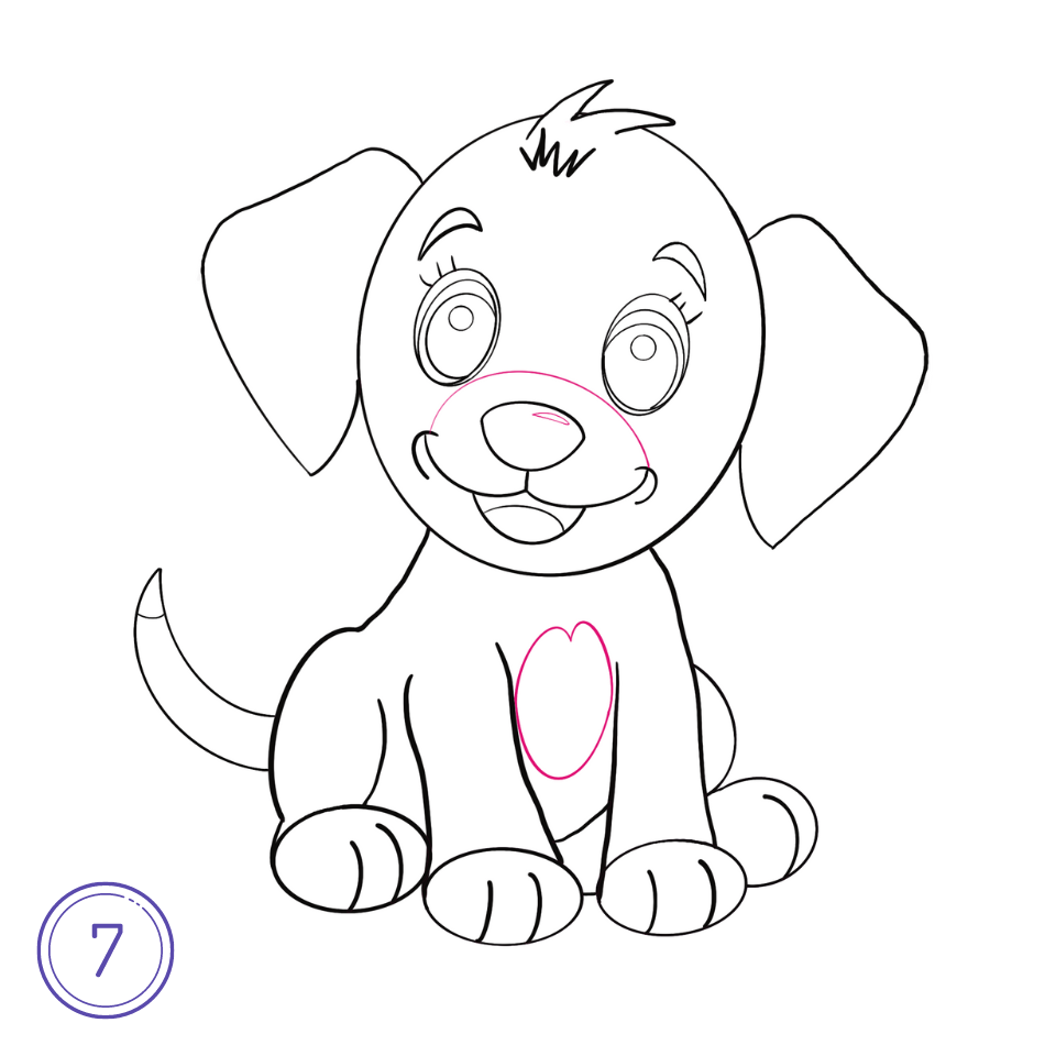 How to Draw a Puppy Step 7