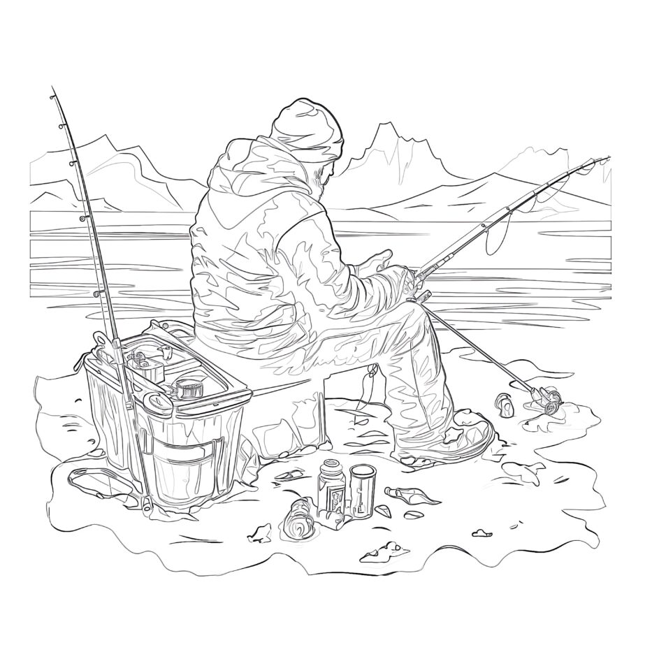 Ice Fishing Coloring Pages