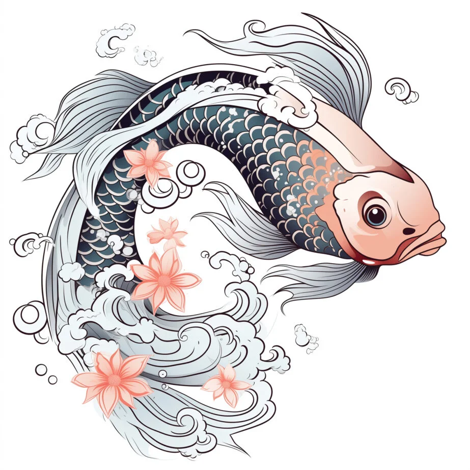 Páginas para colorear de peces japoneses 2