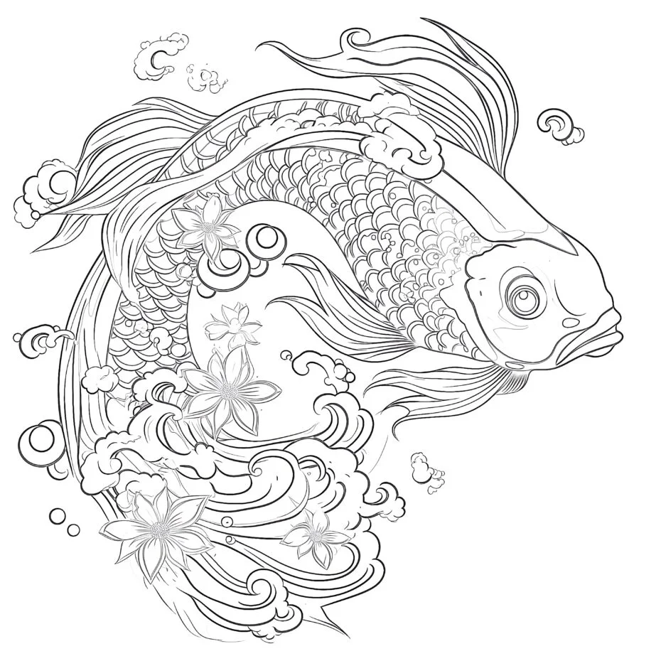 Páginas para colorear de peces japoneses