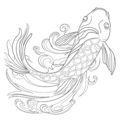 Japanese Koi Fish Coloring Pages - Printable Coloring page